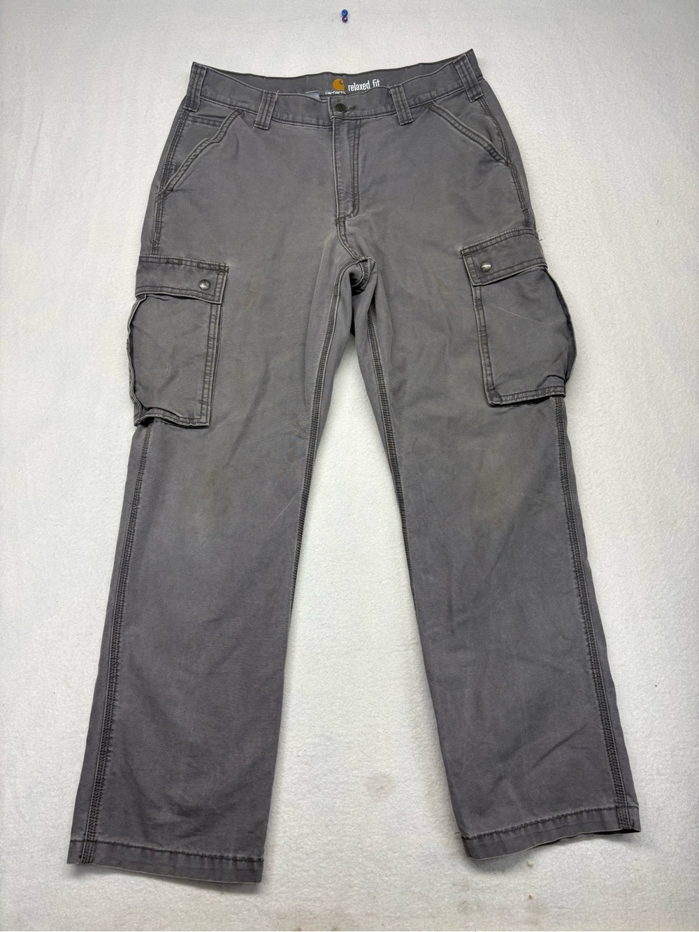 Carhartt Mens 34x32  Relaxed Fit Gray Cargo Pants 100272 039 Carpenter Work Y2k